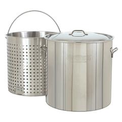 Bayou Classic 60 Qt. Aluminum Crawfish Boiling Pot with Strainer #4060